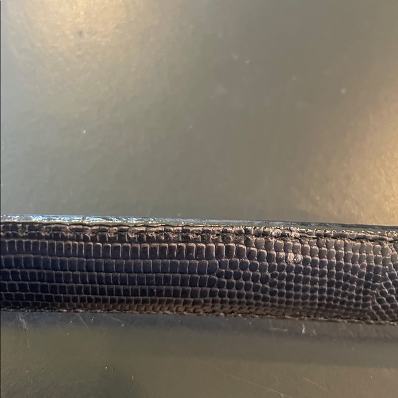 BRIGHTON Classics Reptile Leather Belt Black Gold Buckle Sz M/L 32 Vintage 4B614 - Picture 5 of 7